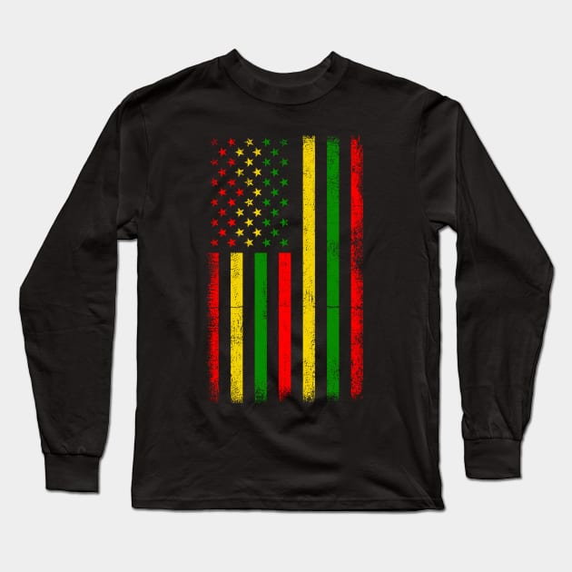 Black History Flag, American Flag Long Sleeve T-Shirt by UrbanLifeApparel